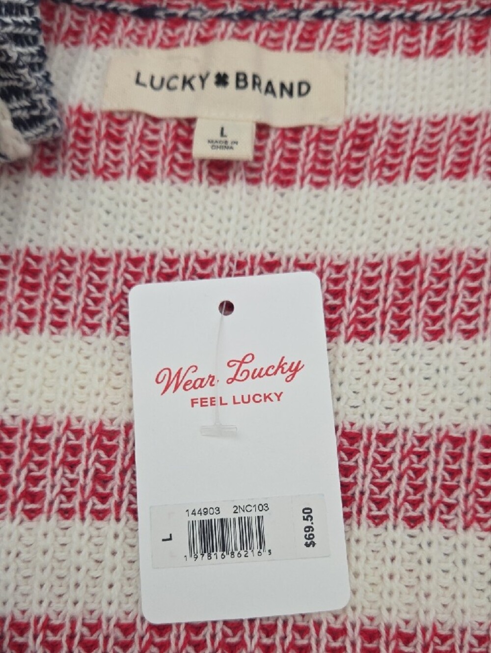 Lucky Brand Knit Tank Top Red White Blue Large - Picture 6 of 9
